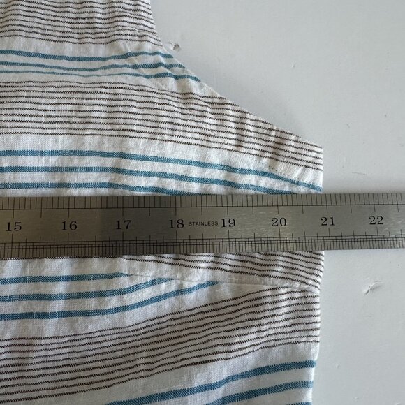 J Jill Love Linen Dress Womens L Striped Summer Pockets Casual Beach Resortwear - Picture 7 of 11